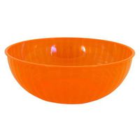Party Essentials Heavy Duty Brights Plastic Large Serving Bowl, 192-Ounce Capacity, Neon Orange (Case of 6)