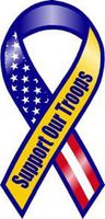 Blue and Yellow Support Our Troops Ribbon Magnet by Magnet America