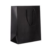 8 x 4 x 10" Black Gloss - 100 Pack | Heavy Duty Standard Original Style Paper Tote Bag Set | Perfect for Gifts, Party, Baby Shower, Kid’s Birthdays, Weddings, Lunch & More