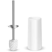 Vsadey Toilet Brush and Holder, Stainless Steel Long Handle Toilet Bowl Cleaner Brush with Durable Bristles and Enlarged Bottom Bathroom Accessories for Bathroom Toilet