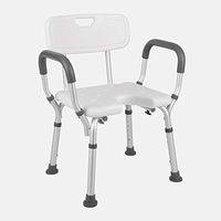 Shower Bench Medical Tool Free White Shower Chair with Removable Back and Arms, Adjustable Height Bath Chair Anti-Slip Rubber Tips for Safety and Stability, Assembly spa Bathtub Seat (Size : A)