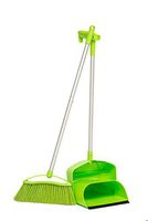 PortoTrash Upright Foldable Dustpan and Broom Set, Green