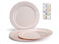 " OCCASIONS" 40 Plates Pack, Vintage Party, Disposable Wedding Party Plastic Plates (10.25'' Dinner Plate, Portofino in Light Pink)