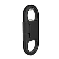 Keychain Bottle Opener Charger, Multitool Gift for Men, Portable Mobile Phone Charging Cable with Usb Port, Multifunctional Fast Charge Lightning Data Cable, Durable Kitchen Gadget (Black)