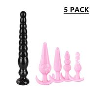 Anal Plug, Buttplug Five-Piece Set of Backcourt Plug Set of Beads Pull Beads (Pink)