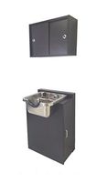 Stainless Steel Brushed Shampoo Bowl Floor & Towel Cabinet Package