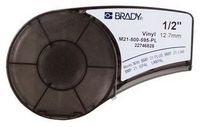 Brady M21-500-595-PL Cartridge, B595 Vinyl Indoor/Outdoor Material, 0.5" W x 21' L, White on Purple
