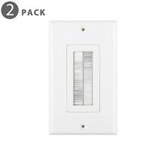TNP Brush Wall Plate (2 Pack) - Single Gang Cable Entry Access Brush Bristles Style Strap Opening Port Insert Socket Wiring Plug Jack Decorative Face Cover Outlet Mount Panel (White)