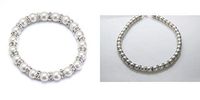 White and Crystal Magnetic Bracelet and Necklace Set (Large)