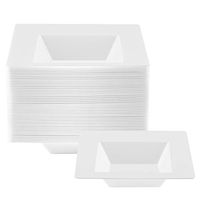 NYHI 6 Ounce Small Square Plastic Bowls | Single Use Recyclable Dinnerware for Household, Restaurant, Weddings & Parties | Durable, Fruit Plate & Salad Bowl | 50 Pack
