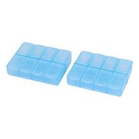 uxcell Plastic 8 Compartment Pill Storage Case Box Holder 2Pcs Light Blue