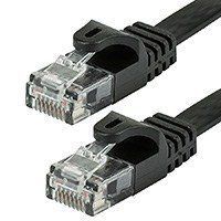 50FT 24AWG Cat5e 350MHz UTP Flat Ethernet Bare Copper Network Cable - Black
