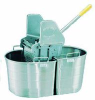 Royce Rolls Stainless Steel Two 5-Gallon Half-Oval Double Tank Set with 16-24 oz. Mop Wringer - #210R