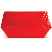 Pack of 6 Translucent Red Plastic 11" Square TrendWare Large Bowls
