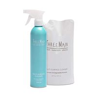 ThreeMain Reusable Aluminum Bottle with Multi-Surface Refill Pouch - All Purpose, Hypoallergenic, Eco-Friendly, Non-Toxic, Pet-Friendly, Biodegradable - Organic Lemon Oil Scent, 16 Ounces (1 Count)