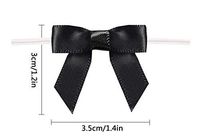 Black Gift Bows,Twist Tie Bows for Bakery Candy Lollipop Cello Bag(50 Pack)