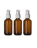 WALLER PAA 3 Amber 2oz Boston Round Glass Bottle White Spray Fine Ribbed Mist Sprayer 60ml