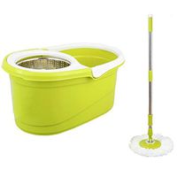 MOP THBEIBEI Spinning and Bucket Cleaning Set Dry and Wet Dual Use Adjustable Hangable Green Head2