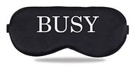 Natural Silk Face/Eye Mask Cover for Travel, Sleep, Naps with Simple Strap for Men, Women, Kids. Funny/Cool"Busy" Blindfold/Face Mask/Eye Mask (Black)