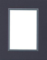 Pack of (2) 18x24 Double Acid Free White Core Picture Mats Cut for 13x19 Pictures in Navy Blue and Slate Blue