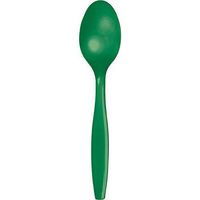 Club Pack of 600 Emerald Green Premium Heavy-Duty Plastic Party Spoons