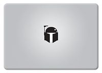 Boba Fett Helmet Star Wars for Macbook laptop trackpad die-cut vinyl decal sticker (Black, Macbook with glowing apple)