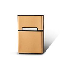 Cigarette Case King Size Aluminium Holds 20pcs Cigarettes Hard Box Full Pack Cigarette Box for Men Women (Gold)