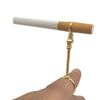 Olpchee Hands Free Cigarette Holder Ring Elegant Lady Smoker Queen's Scepter Shape Smoking Holder (Golden, M 17mm)