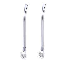 Drinking Straws for Birthday Party - Alisy 2Pcs Stainless Steel Drinking Tea Mate Straw Gourd Filter Spoon (Silver)