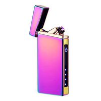Electric Arc Lighter USB Rechargeable Lighter Windproof Flameless Lighter Plasma Electronic Lighter with LED Power Display (Rainbow)