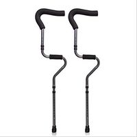 Aisson Adjustable Folding Crutch, Metallic Grey - Universal Size 4'11" - 6'2" Durable Ergonomic Design and Comfort Handles, Folding for Travel and Storage,Black