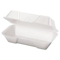 Foam Hoagie Container, 8 7/16 x 4 3/16 x 3 1/16, White, 125/Bag, 4 Bags/Carton (3 Cartons)