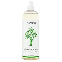 Puracy Natural Dish Soap, Green Tea & Lime, Sulfate-Free Liquid Dishwashing Detergent, 16 Ounce