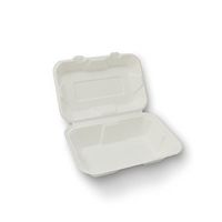 Stalkmarket 100% compostable Sugar Cane Fiber Hinged Container, Hoagie Box, 200-Count