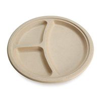 Earth's Natural Alternative Eco-Friendly, Natural Compostable Plant Fiber 10" 3-Compartment Plate, 50 Pack