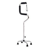 cane Aluminum Alloy Quad Assistant Crutches Adjustable Height TPR Grip Walking Stick Non-Slip for The Elderly Disabled,Silver