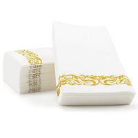 Foraineam 100 Pack Linen-Feel Disposable Hand Towels Decorative Hand Napkins - Floral Paper Guest Towels