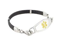Women's Medical Alert ID Bracelet Custom Engraving Included - Interchangeable, Stainless Steel - Triple Skyway - Gold, 7.25"
