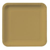Creative Converting Touch of Color 18 Count Square Paper Dinner Plates, Glittering Gold