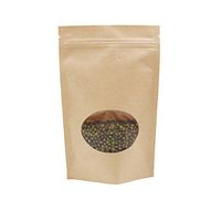 Kxtffeect 50Pcs Natural Kraft Zip Lock Stand Up Bags Pouches with Window for Candy Dried Fruits, Tea Nut Cookie and Snack (8.66 x 6.29 inch)