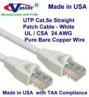 Made in USA, (60 Ft), Cat5e Ethernet Patch Cable - RJ45 Computer Networking Cord - (UL CM and 100% COPPER. 24AWG, 50u" GOLD PLATING) WHITE