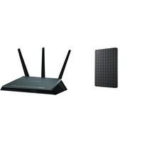 NETGEAR Nighthawk AC1900 Dual Band Wi-Fi Gigabit Router (R7000) and Seagate Expansion 1TB Portable External Hard Drive USB 3.0 (STEA1000400)