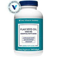 The Vitamin Shoppe Certified Organic Flax Seed Oil 1,000MG, Essential Fatty Acid That Supports Cardiovascular Health, Unrefined Pesticide Free, Cold Pressed Flax Seed Oil (240 Softgels)