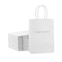 Sdootjewelry Thank You Gift Bags, 50 Pack White Paper Bags with Handles, 5.9 x 3.1 x 8.3'' Wedding Party Bags, Kraft Gift Bags, Retail Shopping Bags