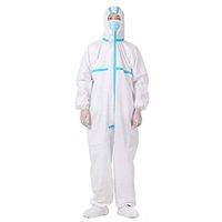 MURTIAL Disposable Hospital Medical Isolation Gown, Hooded Coverall Chemical Workwear Protective Clothing Suit (White,2XL)