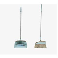 Broom and Dustpan With Long Handle Telescopic Up Windproof Soft Brush Non-stick Hair Broom And Dustpan Extra Long Handle Stainless Steel Rod Broom Set Room Lobby Floor Toilet Cleaning Too