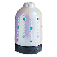 Airomé Pearlescent Ceramic Essential Oil Diffuser|100 mL Humidifying Ultrasonic Aromatherapy Diffuser 8 Colorful LED Lights, Intermittent & Continual Mist Auto Shut-Off, Pearl White