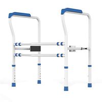Adjustable Grab Bar Toilet Safety Rail Balance Handles - Compact Support Frame for Elderly and Handicap Bathroom Aid and Handrail