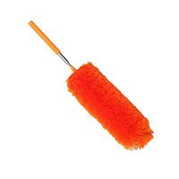Microfiber Hand Duster with Telescoping Extension Pole, Electrostatic Feather Duster Appliances - Ceiling Fans, Shutters, Cars, Blinds, 41cm - Orange