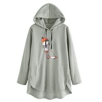 Women Fashion Sport Casual Cute Print Cat Ear Hooded Long Sleeves Pocket, LIM&Shop Irregular Loose Top Blouse Hoodies